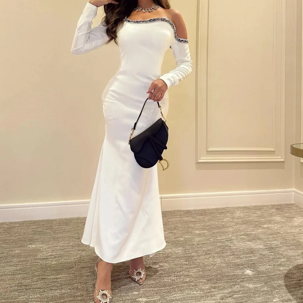 

Muloong One-shoulder Ankle-Length Women Elegant And Pretty Luxury Prom Dress