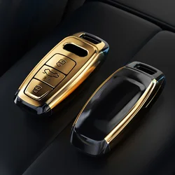 Premium ABS Car Key Case Cover for Audi - Sleek and Durable Design, Ideal Auto Accessory (Gold)