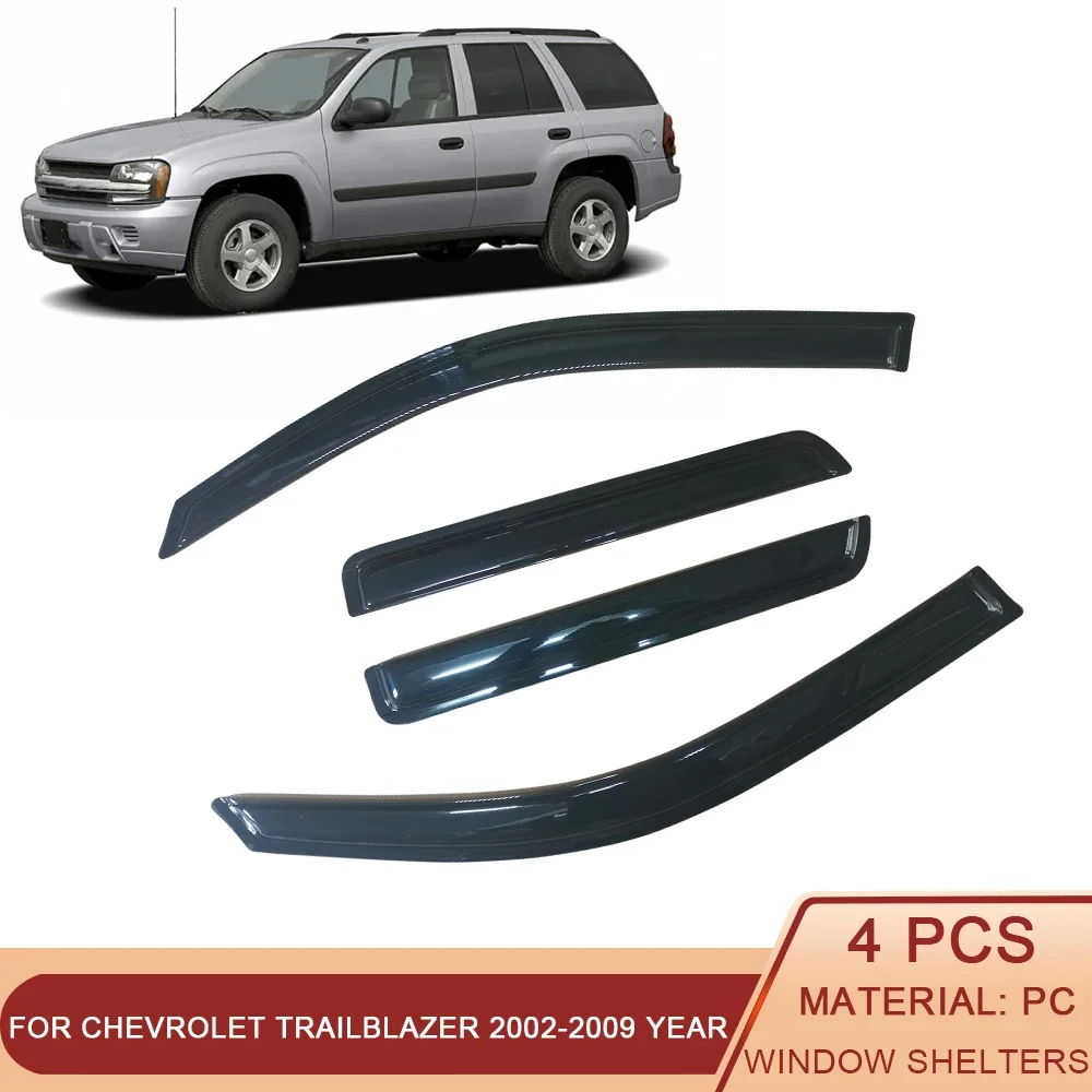 

For Chevrolet Trailblazer 2002-2009 Auto Black Tinted Car Side Window Visor Guard Vent Awnings Shelter Rain Guard Door Ventvisor