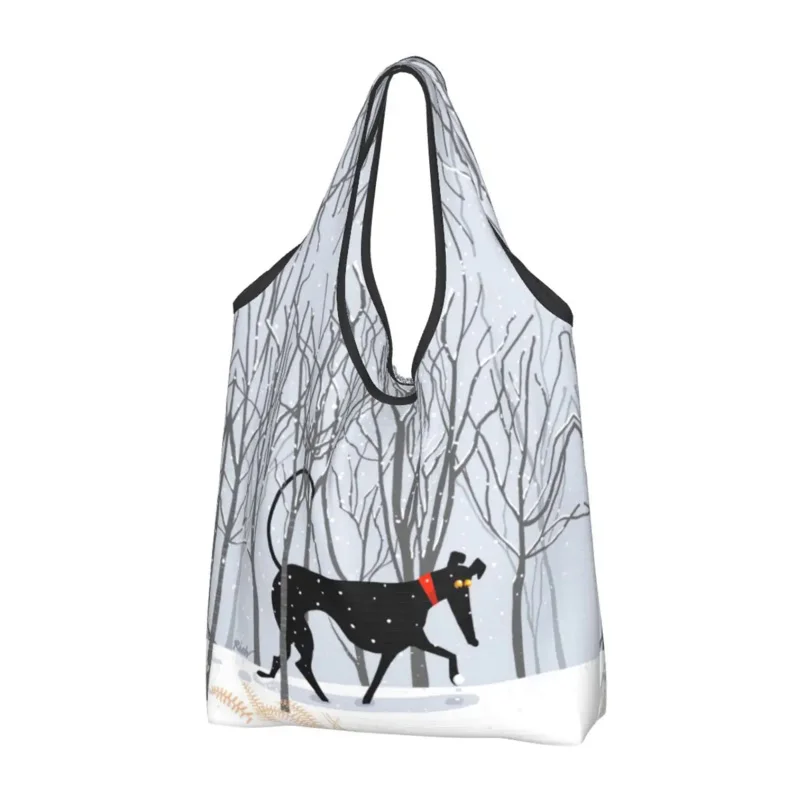 

Переработанная зимняя сумка для покупок, женская сумка-тоут, Портативная сумка для покупок Greyhound Whippet Sighthound Dog, продуктовые сумки для покупок