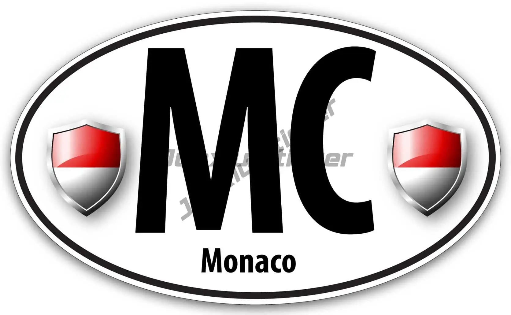 Monacan Coat of Arms and Flag Oval Sticker for Bumper, Laptop, and More