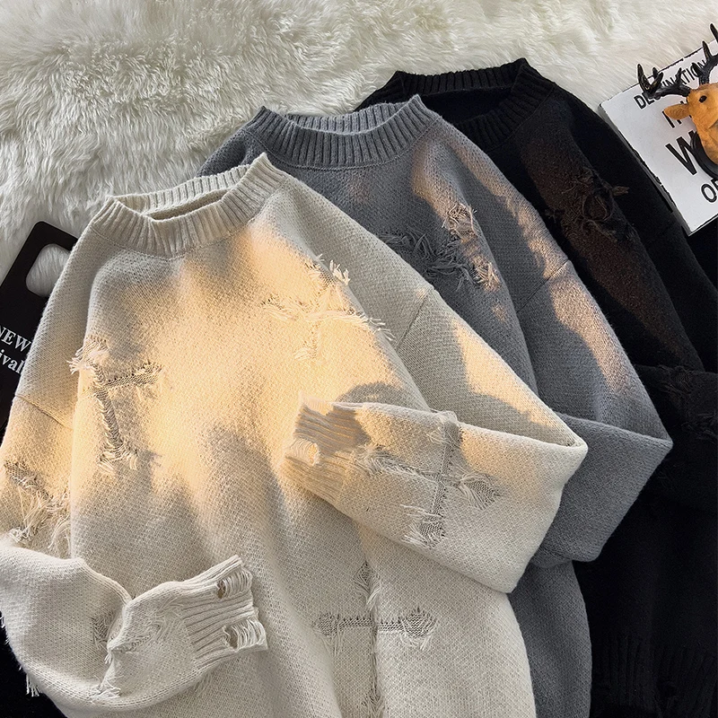 

Men's Knitwear Pullover Knit Printed Sweaters Luxury Clothing Harajuku Male Jumper New in Sweaters Korean Popular Clothes A31