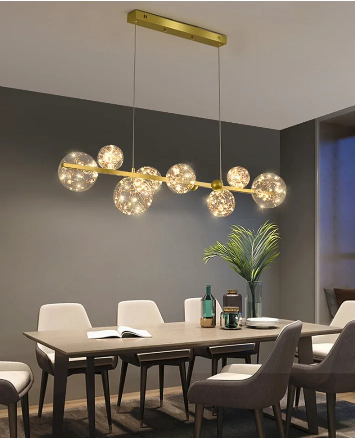 Description Picture 2 of itemModen Nordic Creative Star Chandelier Iron Glass ball Pendant Lamp Restaurant Bedroom Living room Indoor Decor Hotel Lighting