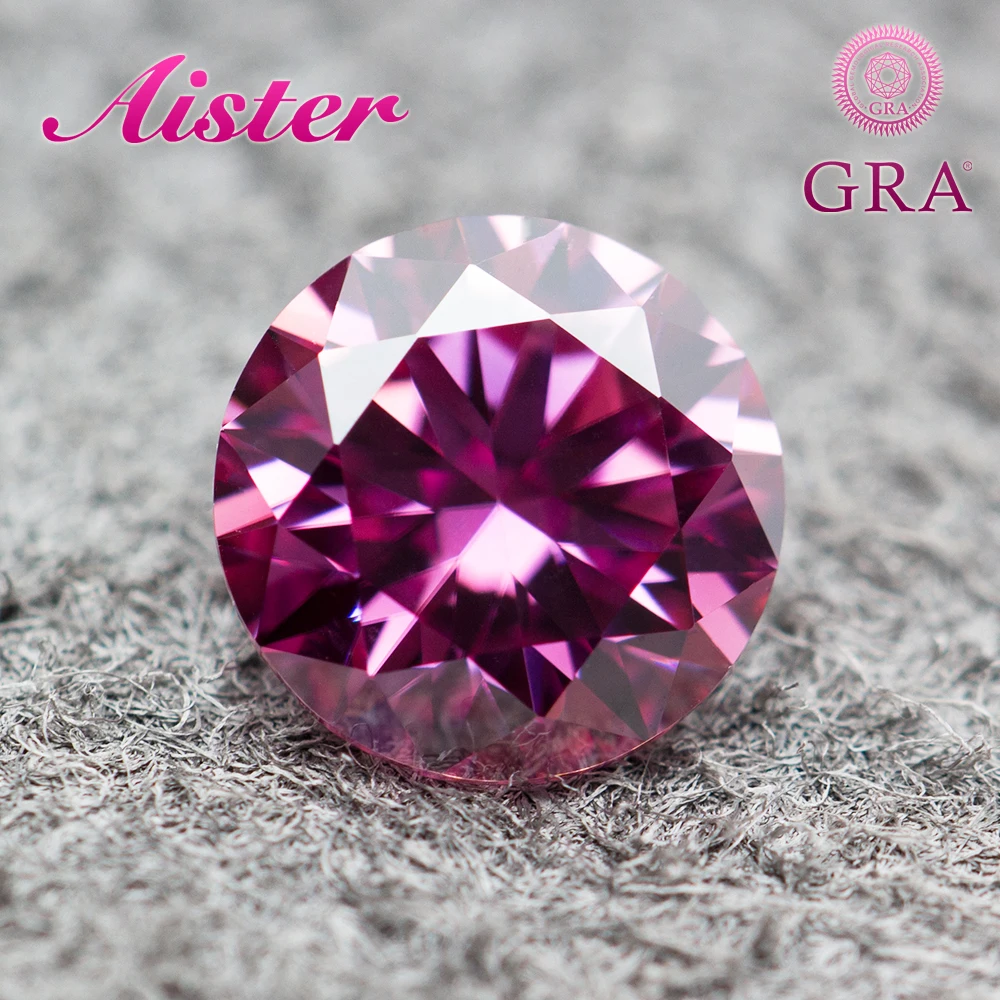 Moissanite Lab Diamonds Colore Rosa 0.5-3.0Ct Eccellente Taglio Rotondo Moissanita Gemme Sciolte Pass Tester Con Certificato Gra