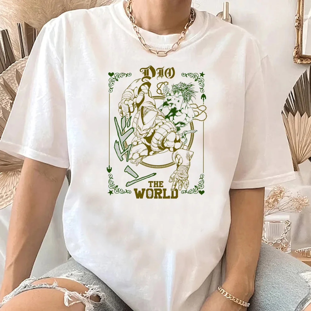 Women's Colorful Retro Anime Graphic Tee - Jojo's Bizarre Adventure Inspired, Comfortable & Breathable