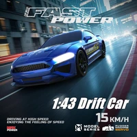 מכונית מיני דריפט RC בקנה מידה 1/64 או 1/43 עם שלט רחוק 4WD ורכבי רייסינג עם תאורת LED, מכונית מהירה בשלט רדיו לשולחן העבודה 6