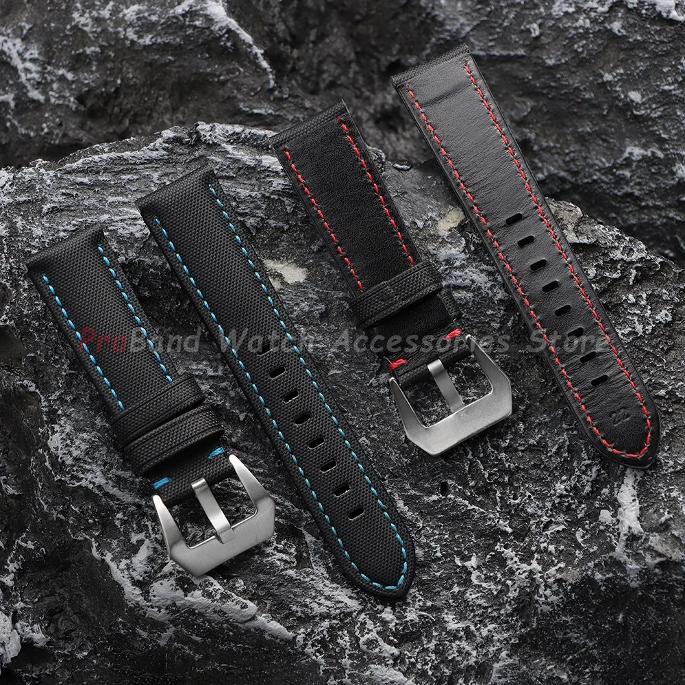 Premium Genuine Sailcloth Waterproof Watch Band with Stitching Details