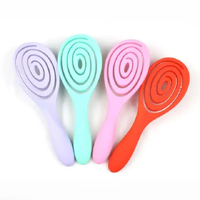 Manufacturers direct hollow back comb oval comb circular bead head non-skin curved row comb household multi-functional hair comb 4