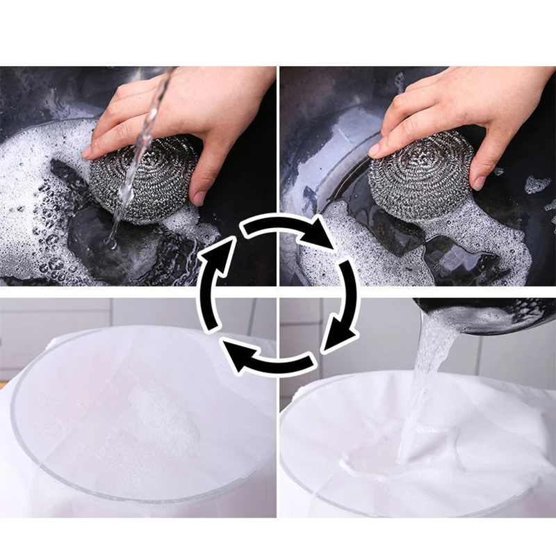 Wire Cleaning Ball Stainless Steel Scrubber Sponges Dishwashing Brush Powerful Decontamination Ball Kitchen Cleaning Tools 6pcs wire cleaning brush kitchen cleaning tool
