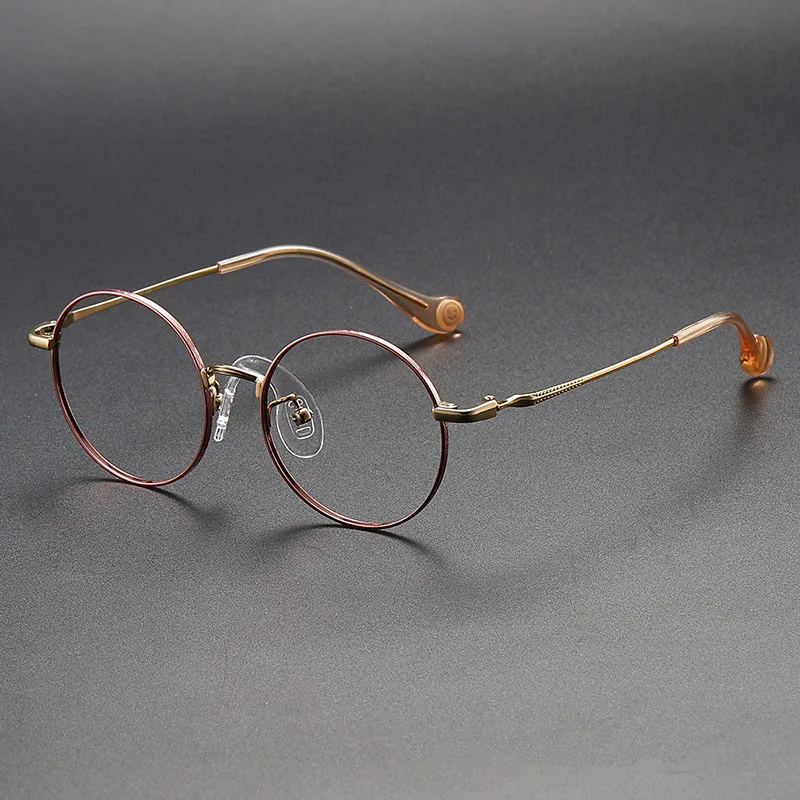 Kid's Ultra-Light Metal Spectacles Teenager Boy Girl Round Pure Titanium Glasses Frame Can Customize Anti- Blue Myopia Lenses