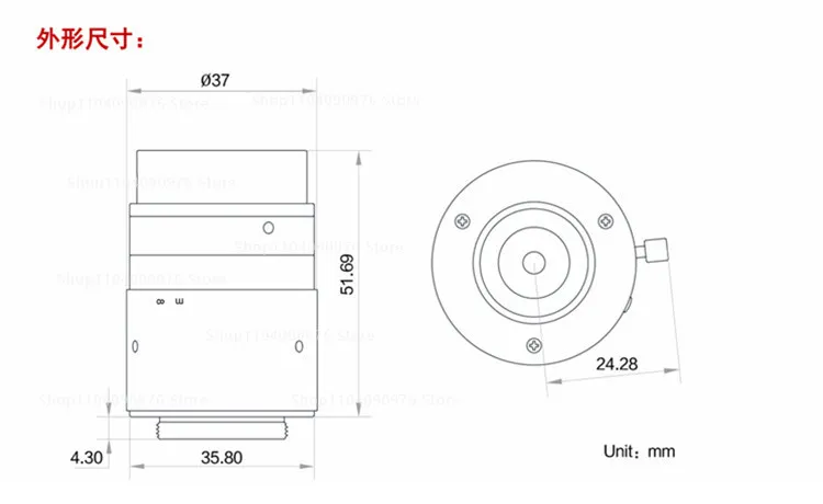 6 million lens MVL-HF0628M-6MPE 0828 1228 1628 Industrial camera c-port fixed fo