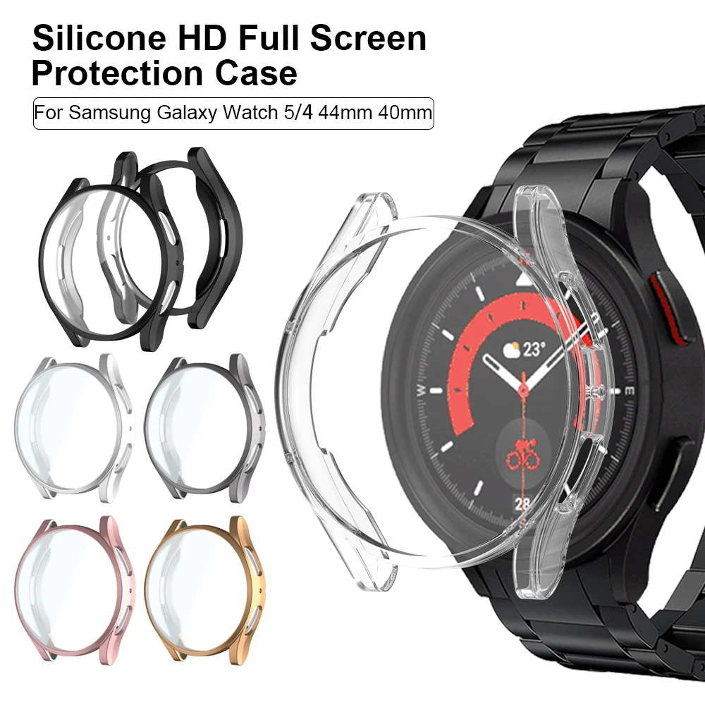 Protective Case for Samsung Galaxy Watch 5 44mm 40mm SM-R900 R910/Galaxy Watch 4 Silicone HD Full Screen Protection Cover Case