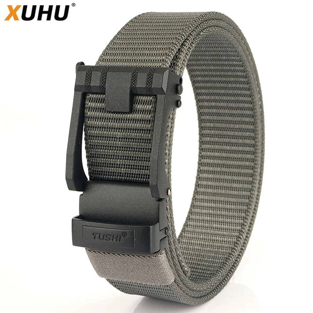 XUHU New Design Outdoor Sport Belt Alloy Automatic Buckle Casual Belt For Man Breathable Thick Nylon Strap Length Waist Support