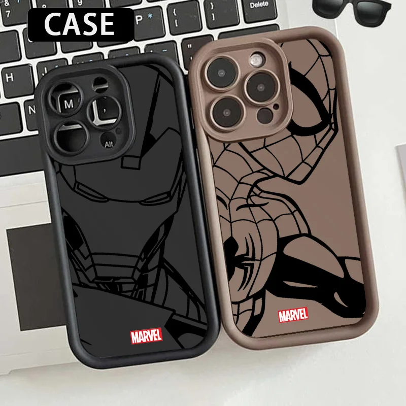 Spider Mbn Iron Mbn Per Apple Iphone 7 8 Se 2022 X Xr Xs 11 12 13 14 15 Mini Plus Pro Max Eyes Ladder Phone Case Silicone Funda