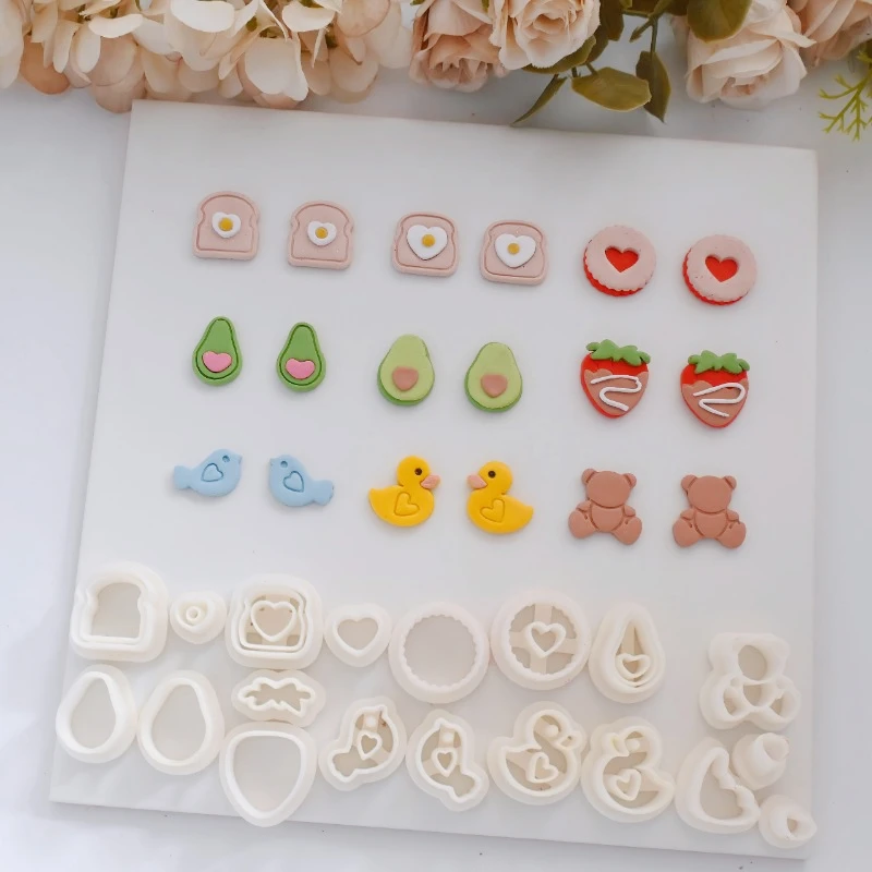 Cute Fruit/animal Shape Polymer Clay Cutter Mini Love Toast/avocado Polymer Clay Mold DIY Earring Jewelry Cutting Tool