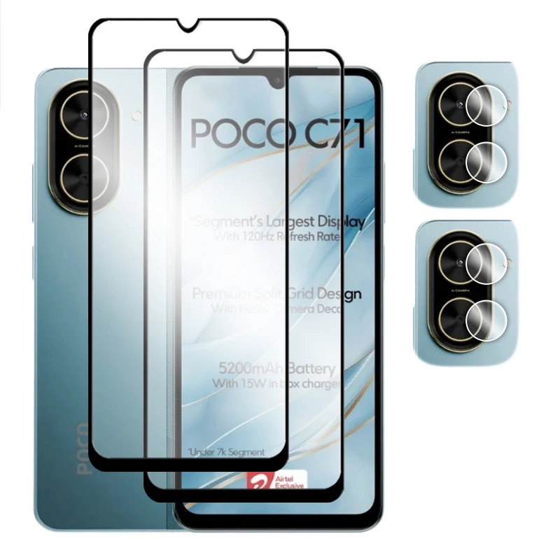 6-in-1 Tempered Glass Screen Protector and Lens Film Set - 2.5D Full Coverage
