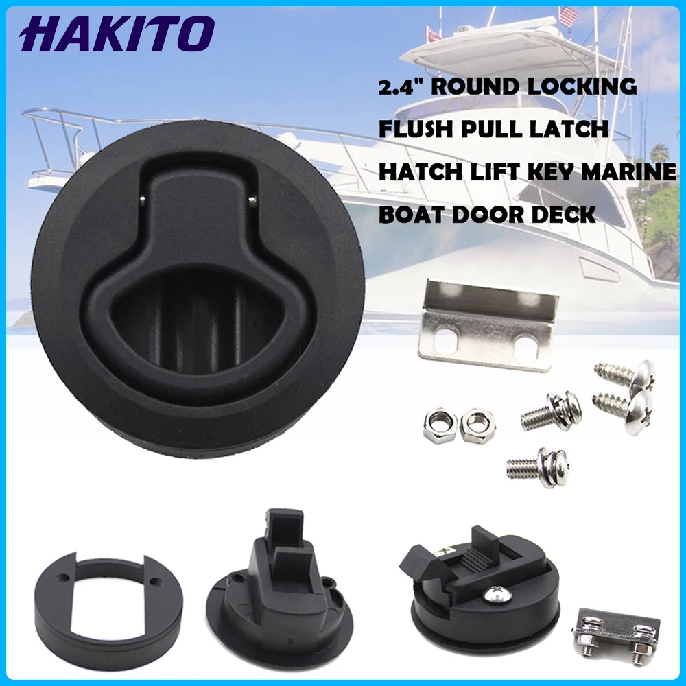 

10pcs 2.4" Non-Locking Plastic Round Flush Mount Hatch Pull Latch Marine Lock Lift Slam Latch RV Yacht Boat Deck Hatch Door