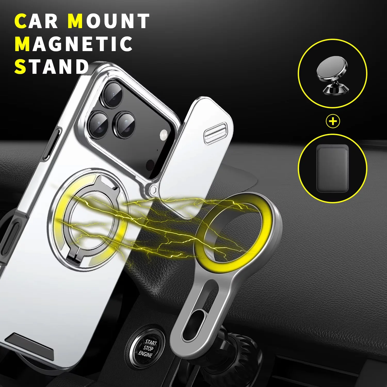 Heavy Duty Rugged Armor Magnetic Case with Slide Camera Protection and Bracket