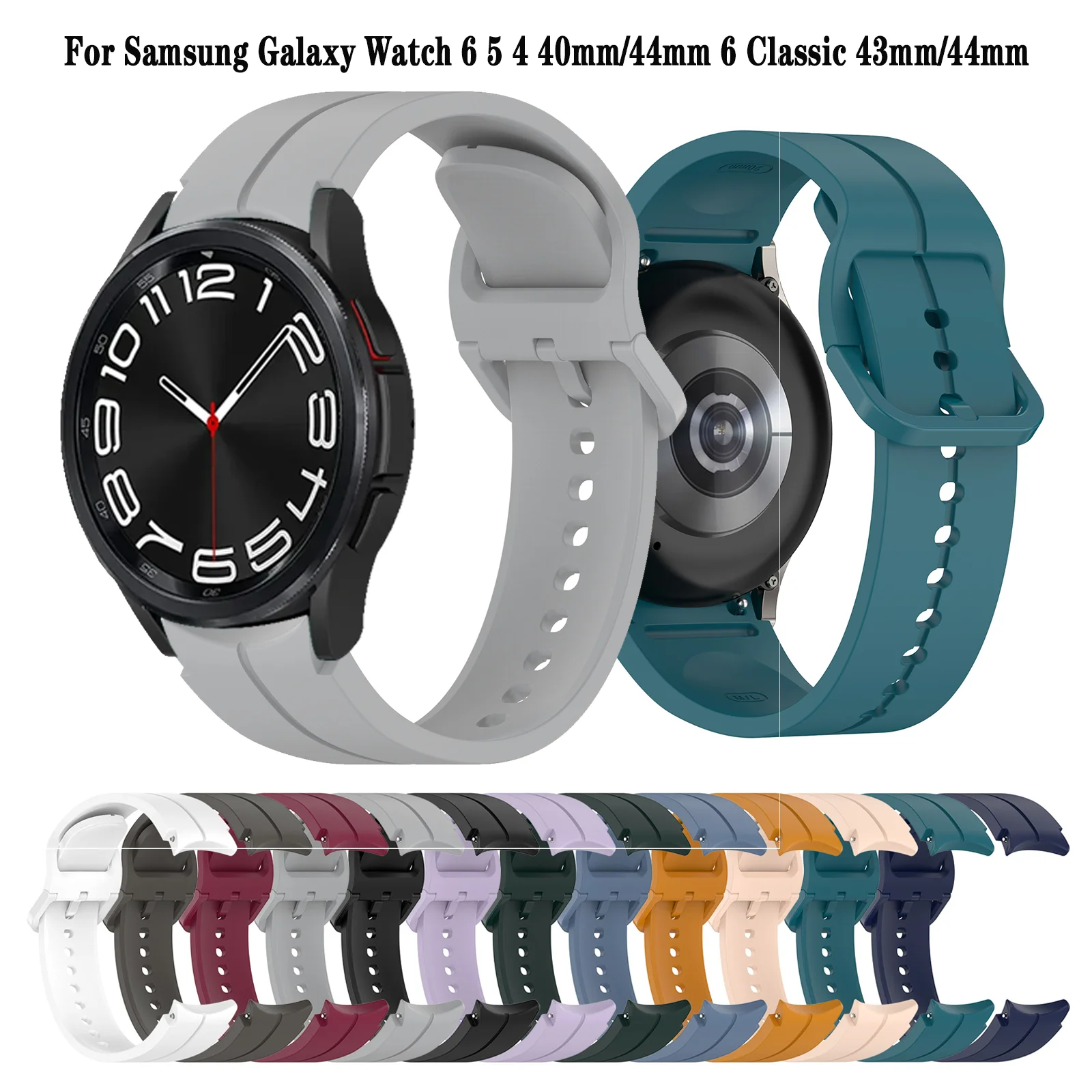 

Оригинальный силиконовый ремешок без зазора для Samsung Galaxy Watch 6 5 4 40 мм/44 мм браслет для Galaxy Watch 6 Classic 47 мм/43 мм Correa