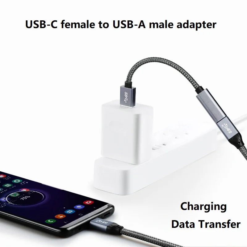 USB C Female to USB Male Adapter Type C to A Charger Cable Connector USB-C 3.2 Data Converter For Samsung Google Itel