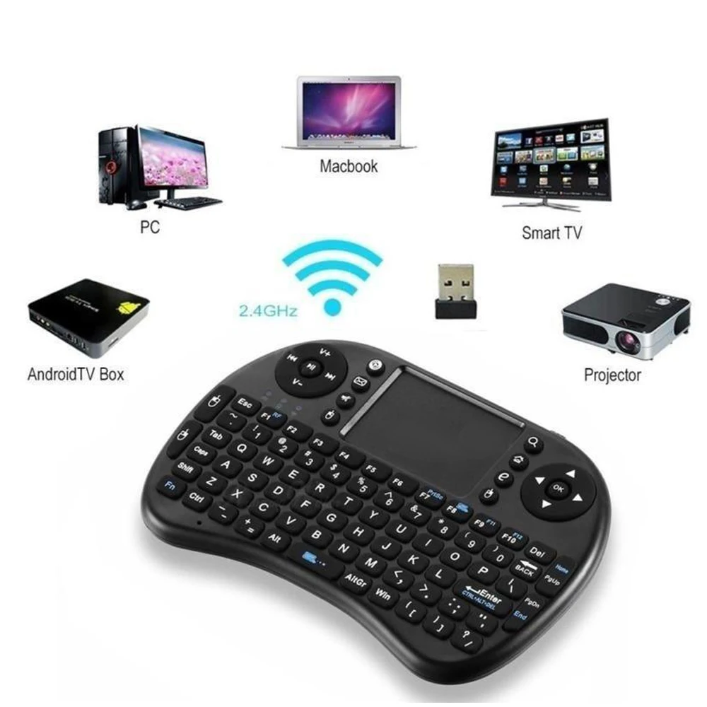 Wireless Air Mouse Keyboard with Touchpad - Compact Remote Control