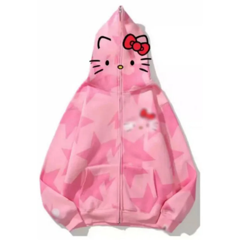 

Kawaii Sanrioed аниме Hello Kittys мягкая и удобная хлопковая Спортивная толстовка с капюшоном