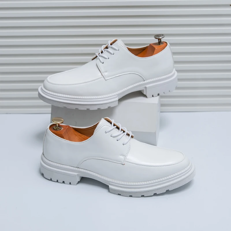 White Wedding Shoes Men's Business Leather Shoes Formal Oxfords Career Office Oxford Black Lace-up Luxury Goods Zapatillas