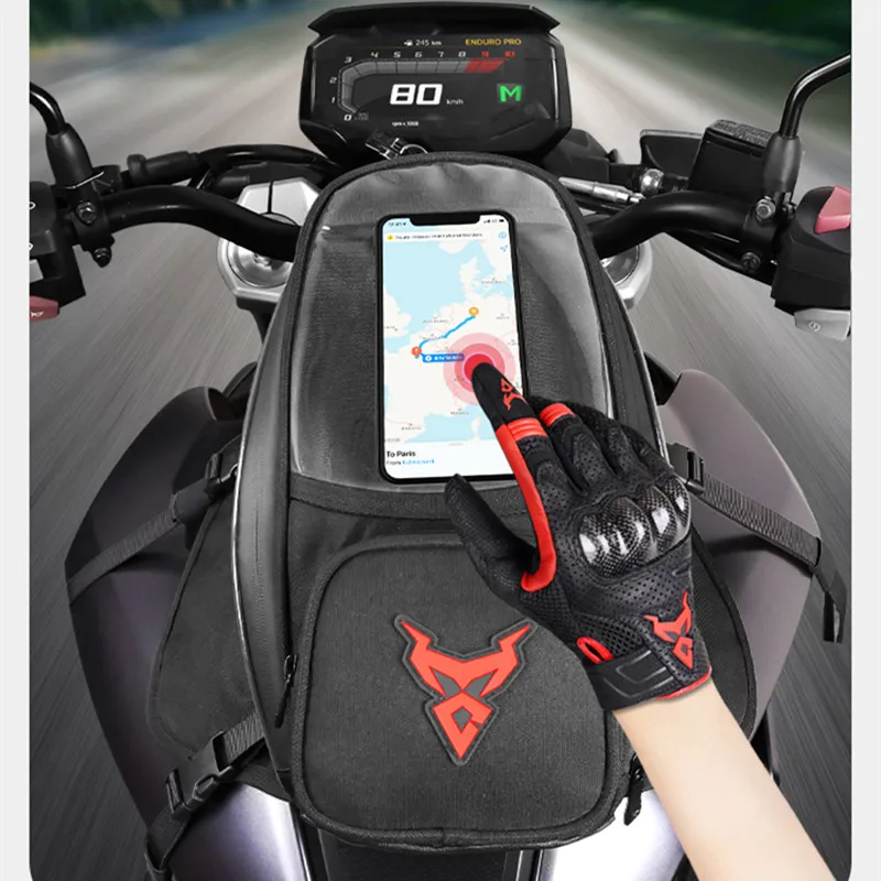 MOTOCENTRIC 마그네틱 대형 스크린 방수 오토바이 탱크 백, 블랙 오일 연료 탱크 백, 오토바이 새들 백, 싱글 숄더백