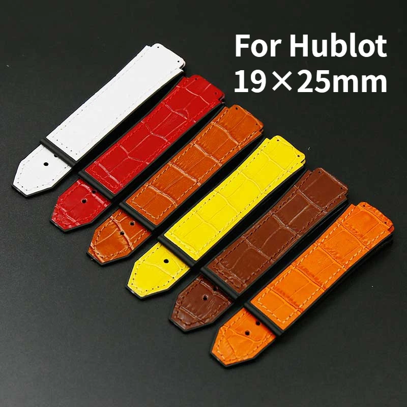 Per Hublot 19Mm X 25Mm Cinturino In Pelle Cinturino Per Cinturino Big Bang Modello Coccodrillo Cinturino In Gomma Impermeabile