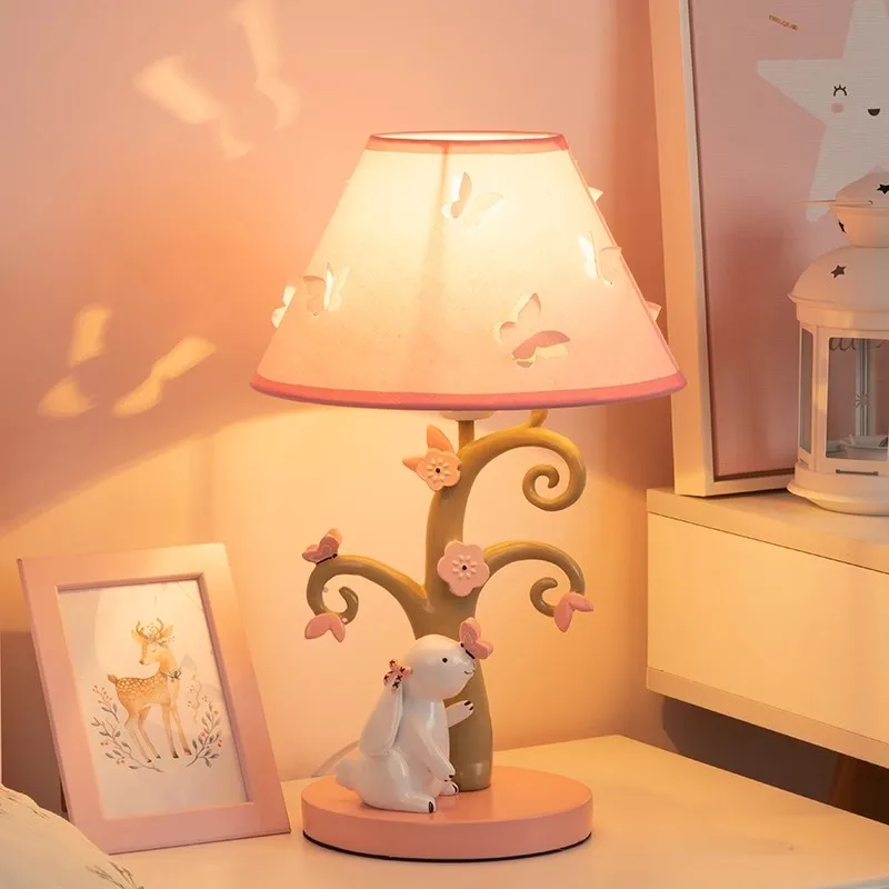 Cute Children's Room Princess Room Table Lamps Rabbit Light LED Creative Romantic Warm Girl Bedroom Bedside Reading Table Lights 3