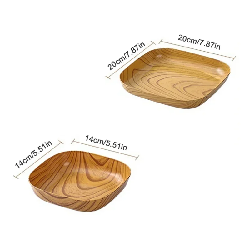 Creative Imitation Wood Grain Plastic Spit Bone Box Afternoon Tea Snack Tray Wood Grain Plate High Value Fruit Plate