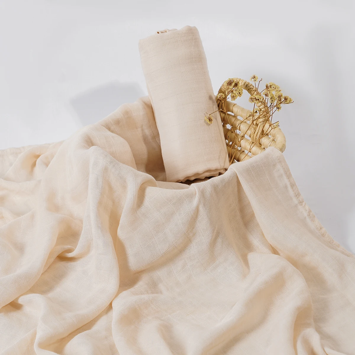 Cotton Swaddle Happy Flute 1Pc 120*120CM Muslin Blanket Newborn Cotton Baby Swaddle Towel Baby Warp Bath Towel Cotton 70%Bamboo+30%Cotton