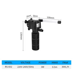 Ultra - Quiet 3 - in - 1 Mini Aeration Filter Pump - AU Plug (3W)