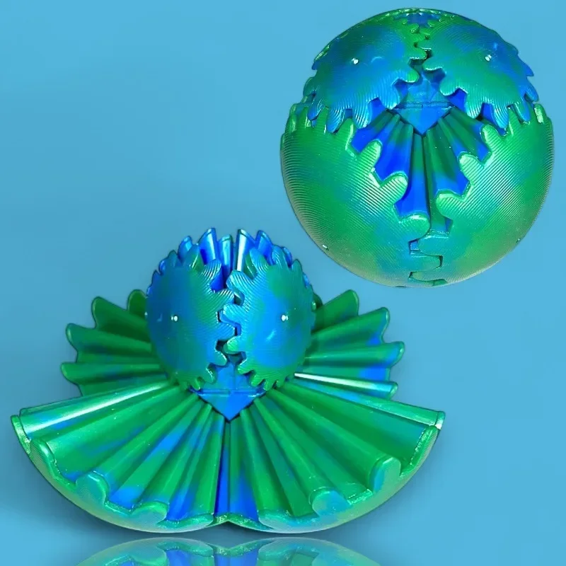 Gear Ball 3D Printed Fidget Toys Spin Ball or Cube thumbnail 5