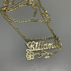 Zciti Necklace 18K Gold Plate  Personalized Handmade Name Plate Charm Customized Pendant with  Flower Jewelry  Gift For Women