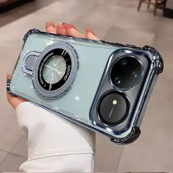 Transparent Shockproof Stand Cover - Fashionable & Anti - Fingerprint Case for Huawei Nova 15 (Blue)