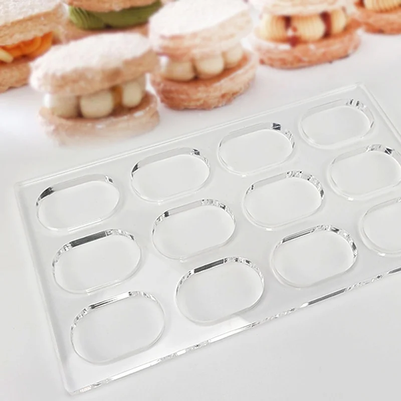 

12 Cavity Oval Shaped Dacquoise Mould French Dessert Macaron Mold Bakeware Clear Polycarbonate Dakovaz Mould Round Heart Shape