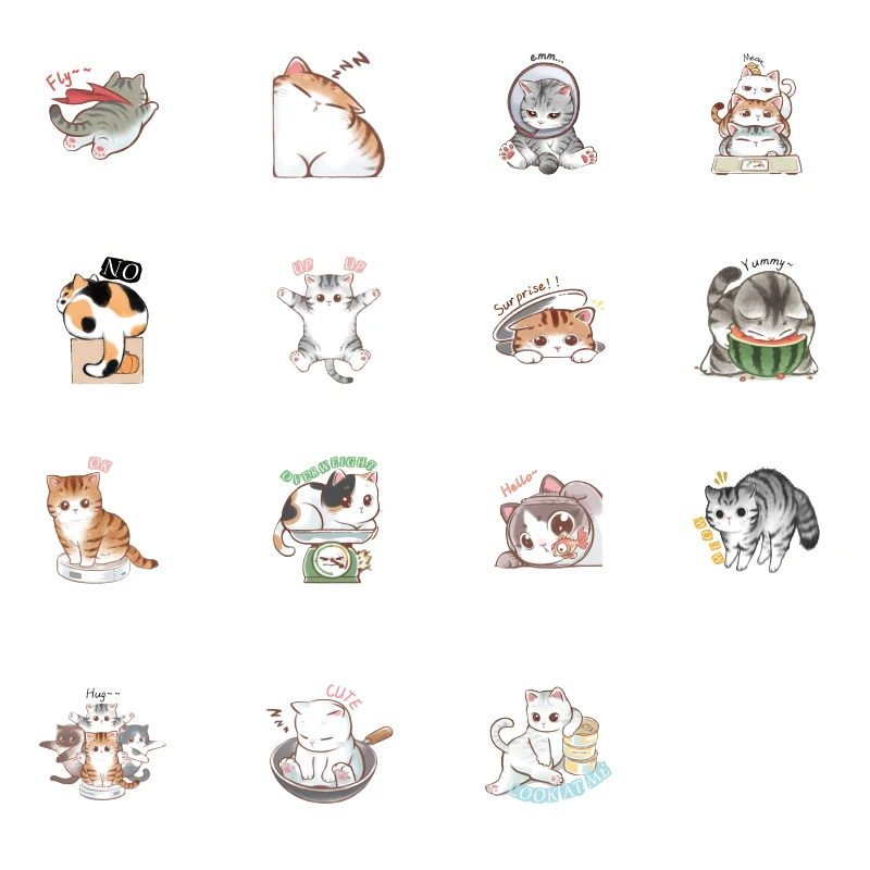 

40Packs Wholesale Cat pet cute Box stickers Stationery Adhesive Decorative Leaves Skateboards Luggage Scrapbooking material 4cm