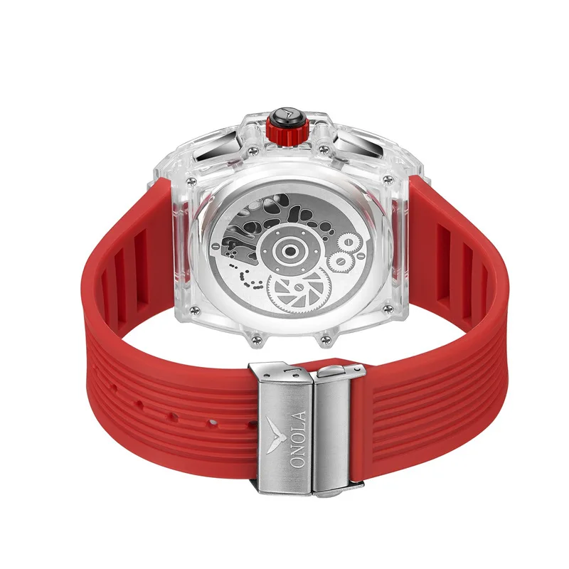 Luxury Watch For Men Military Quartz Sports Wristwatch Luminous Man Watches Transparent Case Male Tonneau Clock Reloj Hombre