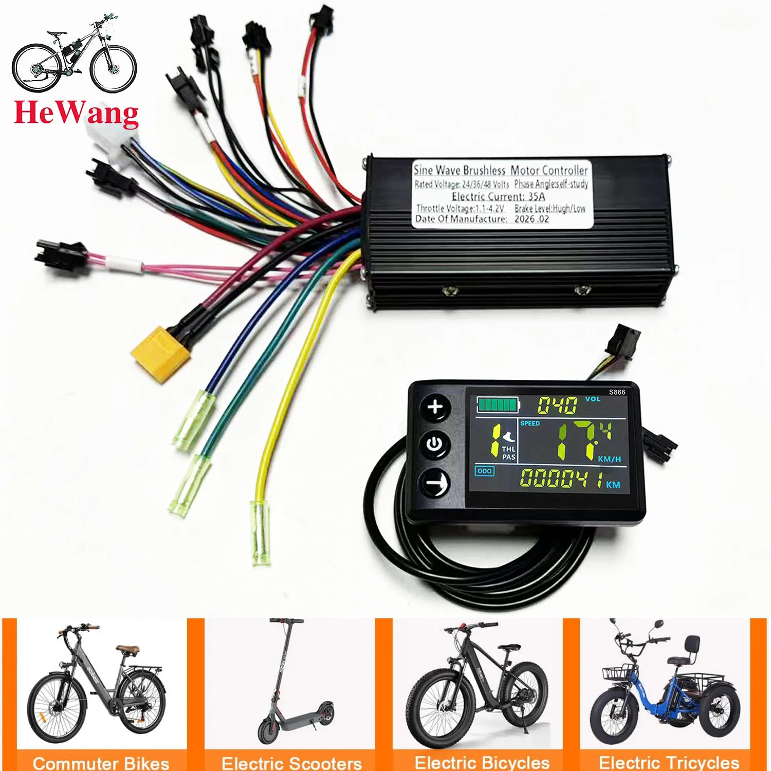 24V 36V 48V 750W-1000W 3-mode Brushless Motor 35A Sine Wave Controller 9mosfet W