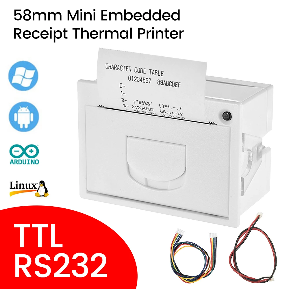 Goojprt Qr204 58 mm Mini Incorporado Recibo Térmico Bill Embutido Impressora Ttl Rs232 Interface Usb de Alta Velocidade Impressão 5085 mm s