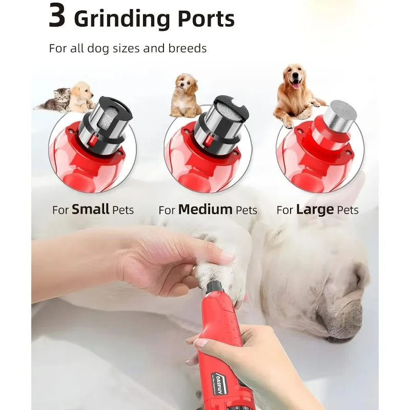 Dog Nail Grinder Dustproof with 2 LED Light-Super Quiet Powerful 6-Speed Nail Trimmer File for Small Medium Large Dogs & Cats