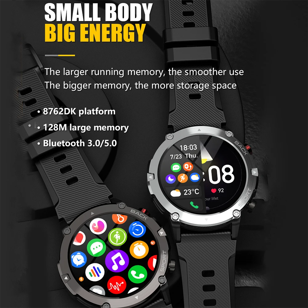 SENBONO 2022 야외 스포츠 스마트 워치 남성 응답 IP68 방수 피트니스 트래커 다이얼 Smartwatch 안드로이드 IOS
