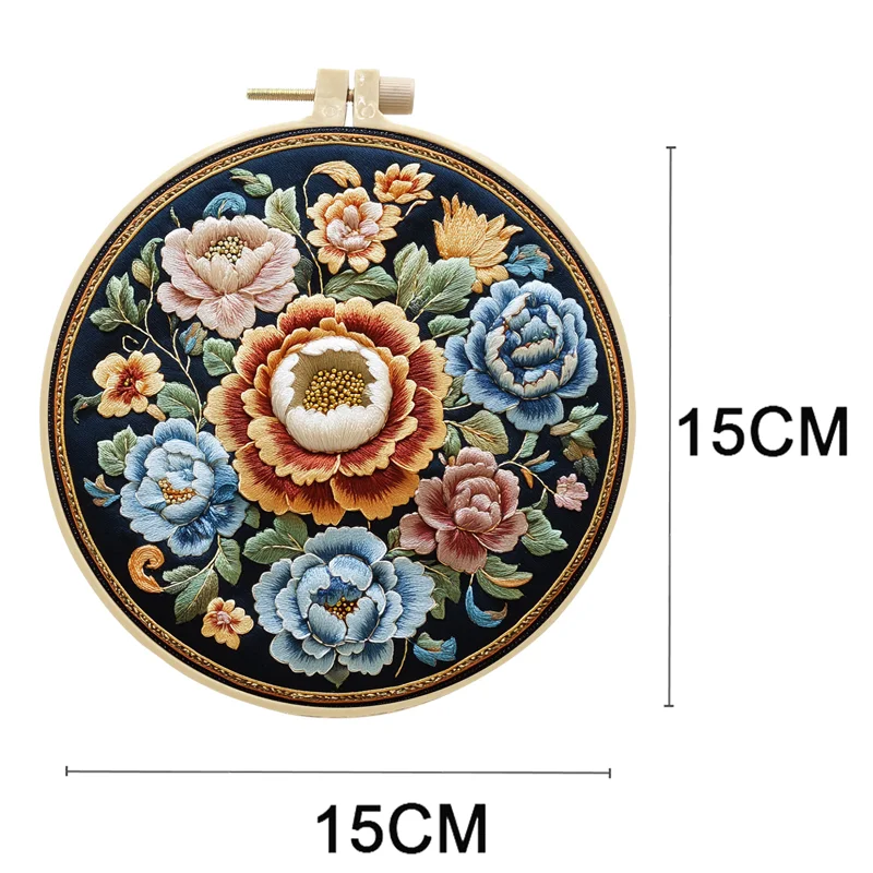 Floral Flower Pattern Embroidery Starter Kits with Patterns Embroidery Kit for Beginners Fabric Cross Stitch Kits for Adults DIY