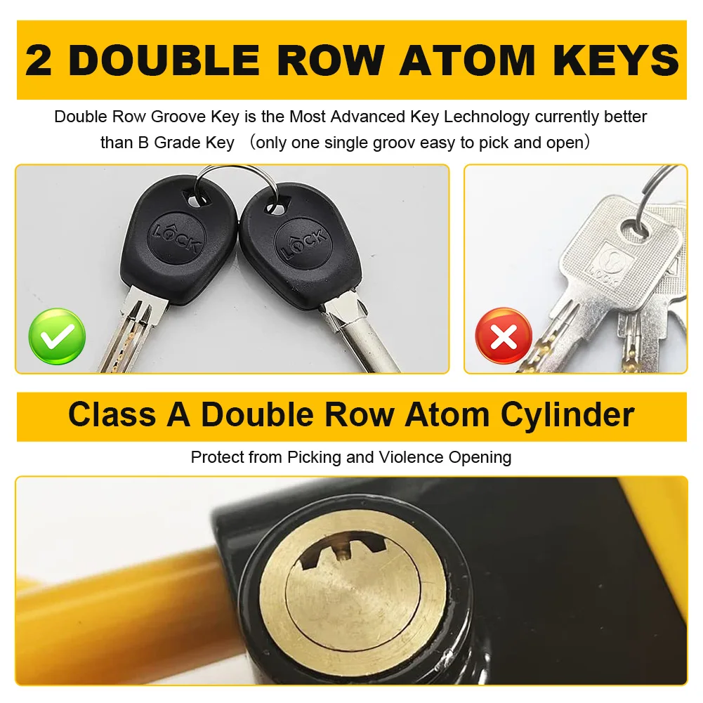 Anti-Theft Device Retractable Double Hooks Car Wheel Lock Fit for Cars Trucks Vans and SUVs