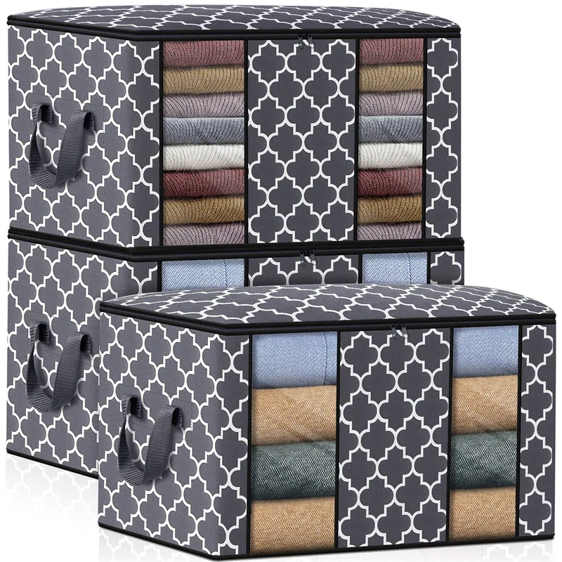 Description Picture 2 of itemFoldable Comforter Storage Bag Large Capacity Quilt Blanket Sorting Bag with Handle Wardrobe Clothes Organizer Dustproof Box