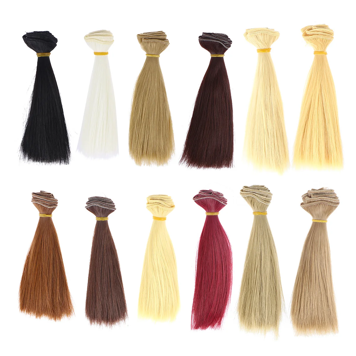

12pcs Heat Resistant Straight Hair Handcraft DIY Wigs Weft Hair Extensions - 100x15cm