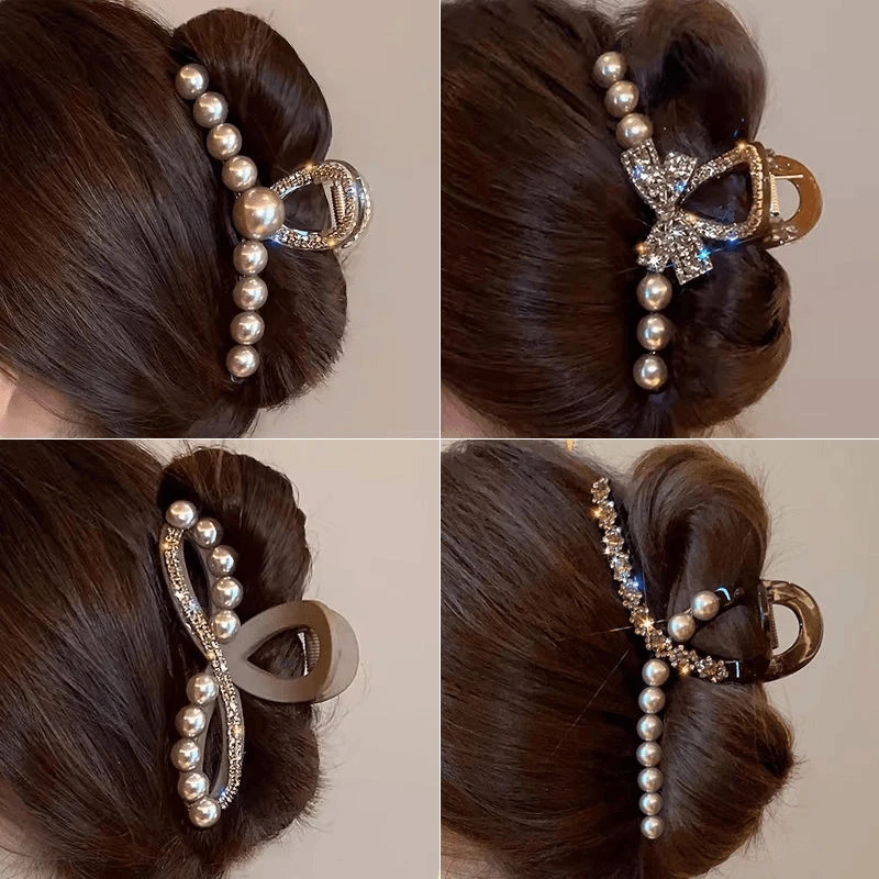 1 stücke Mode Kamelie Perle Haar Clip Mädchen Elegante Pferdeschwanz Clip Shark Clip Süße Große Krabben Klaue Haar Zubehör headwear