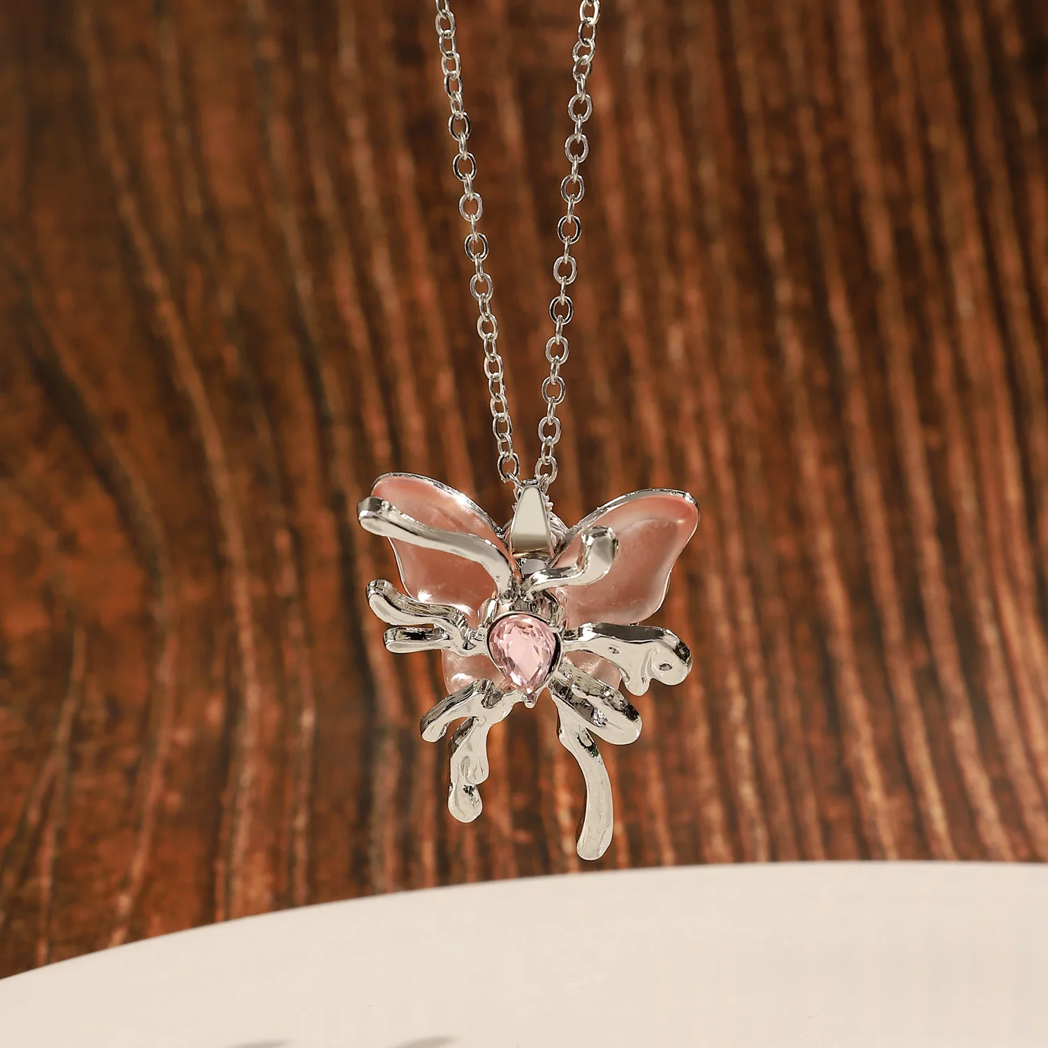 Y2K Pink Butterfly Necklace gift box