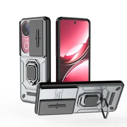 Vivo V50 Protective Shockproof Armor Case with Camera Lens Guard and Ring Holder for Vivo V50 (GRAY)